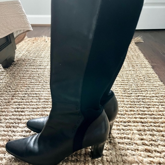 Claiborne FLEX Leather Stretch Tall Black Boots, 10 - Picture 3 of 5